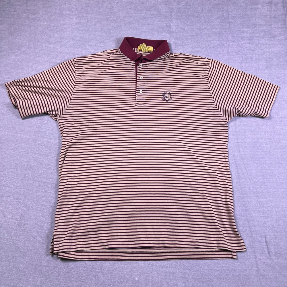 Cross Creek Striped Pima Cotton Polo Shirt‎ Mens XL Maroon
